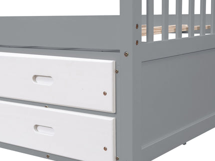 Platform Storage Bed Solid Wood Bed With 6 Drawers
