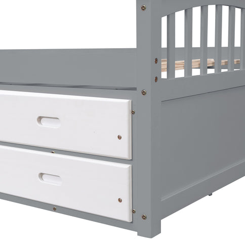 Platform Storage Bed Solid Wood Bed With 6 Drawers