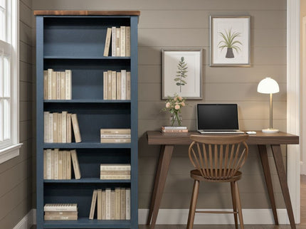 5 Shelf Bookcase - Blue Denim / Whiskey