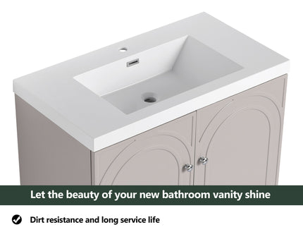 Contemporary Freestanding Bathroom Vanity With Resin Sink & Soft-Close Cabinet Doors
