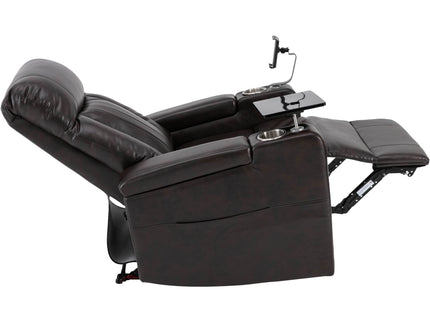 Power Recliner With Storage Arms, Cupholders, Swivel Tray Table And Cell Phone Stand - Brown