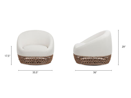 Willow - Upholstered Patio Deep Seating Armchair, Wicker Frame