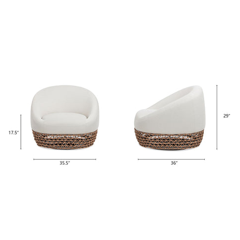 Willow - Upholstered Patio Deep Seating Armchair, Wicker Frame