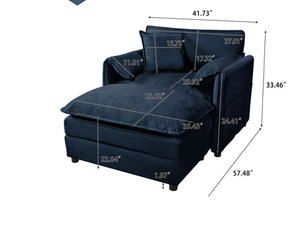 Oversized Chair With Movable Ottoman, Soft Upholstered Lounge Chair
