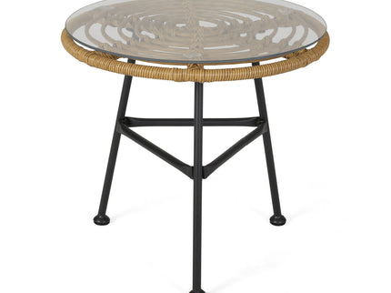 Petrichor - Outdoor Side Table With Tempered Glass And Steel Frame