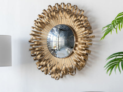 Sunburst Design Wall Mirror Decorative en For Entryway, Modern Living Room - Gold
