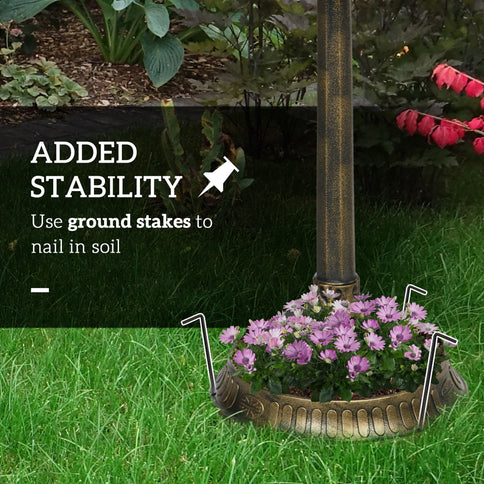 Outsunny - Antique Bird Bath With Pedestal Flower Planter Base, Vintage Style Decorative Birdbath, Bird Feeder Bowl & Planter Decoration Yard Statue - Bronze