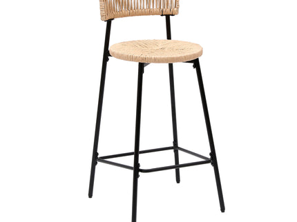 Boho Style Handwoven Paper Rope Counter Stools (Set of 2)