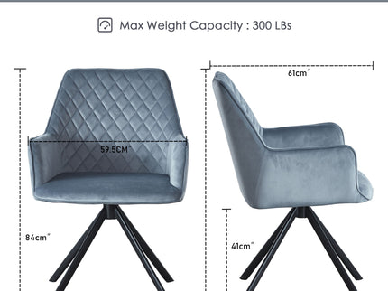 Modern Desk Chair No Wheel, Ergonomic Office Chair Home Office Upholstered Chair, Computer Chair For Bedroom, Reception Room, Living Room With Metal Legs - Blue