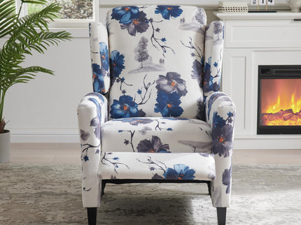 Wingback Recliner Chair With Padded Arms - Blue
