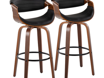Symphony - Mid Century Modern Fixed Height Barstool With Swivel And Round Footrest (Set of 2)