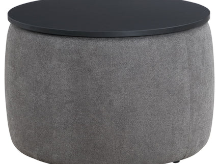 Reeves - Round Upholstered Lift Top Storage Ottoman - Gray