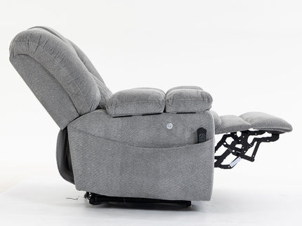 Ultra Wide Electric Lounge Chair With Hot Massage Heating And Auxiliary Standing Function, For Living Room - Gray
