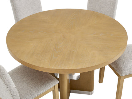 Darnell - Dining Table With Pedestal Base, Round Shape - Natural