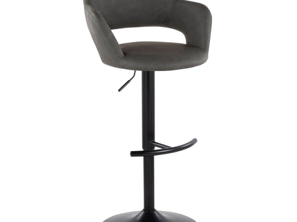 Margarite - Contemporary Adjustable Barstool With Swivel With Rounded T Footrest (Set of 2)