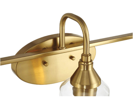 3 Lights Brush Vanity Light - Clear / Gold