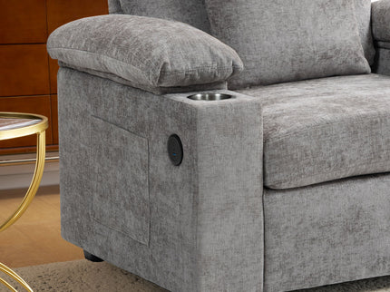 Modern Oversized Chair With Ottoman, Cupholders And USB Charging Ports