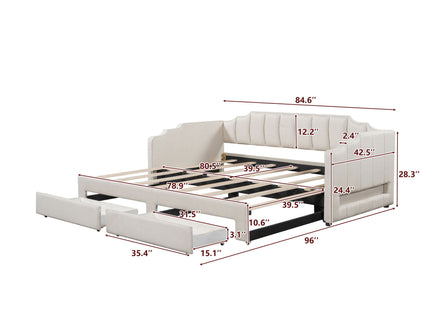 Extendable Daybed With LED Light And 2 Storage Drawers