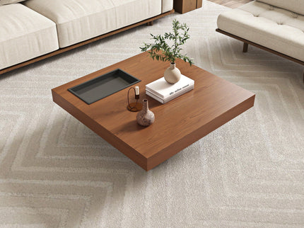 Square Floating Coffee Table For Living Room - Dark Walnut