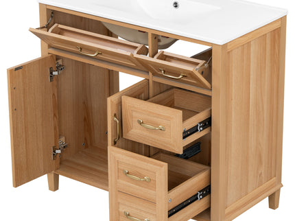 Bathroom Vanity With Sink, Soft Close Doors & Drawers - Wood