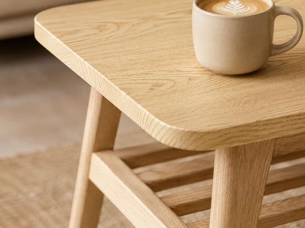 Coffee Table With Double Layer Storage For Living Rooms - Wood