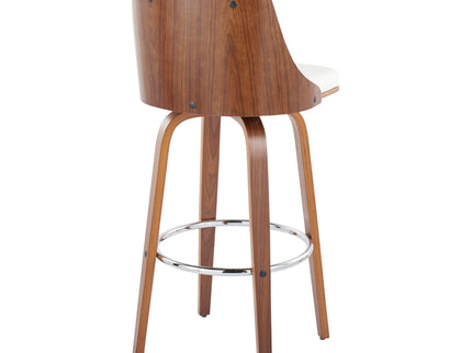 Gianna - Mid Century Modern Fixed Height Barstool With Swivel With Round Footrest (Set of 2)