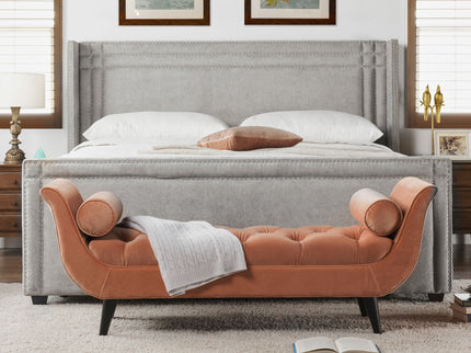 Elle - Wingback Upholstered King Bed - Silver Gray