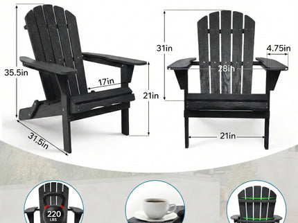Folding Adirondack Lounge Chair With Embossed Grain Texture