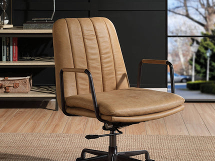 Eclarn - Top Grain Leather Office Chair - Brown