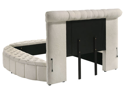 Santiago - Upholstered Round Storage Bed With Built In Charging Ports