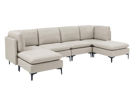 Upholstered Modular Sectional With Medium Firm Seat Cushion - Almond