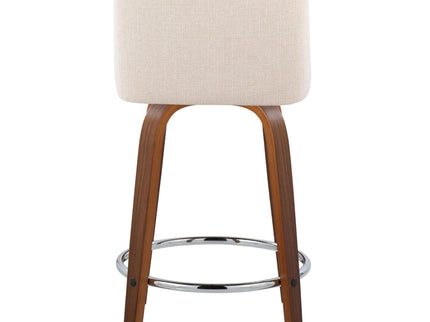 Toriano - Mid Century Modern Fixed Height Counter Stool With Swivel With Round Footrest (Set of 2)