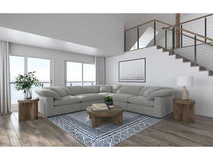 Segoura - 5 Piece Upholstered Modular Sectional With Reclined Back Pillows - Gray