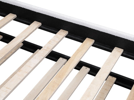 Upholstered Platform Bed With Wood Supporting Feet And Trundle