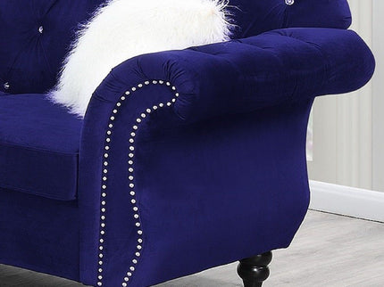 Upholstered Sofa Set With Crystal Tufted Seat And Nailhead Trim, 2 Piece Living Room Furniture - Indigo