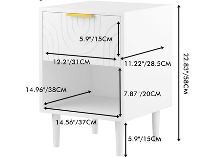 Nightstand With 1 Drawer And Open Shelf - White