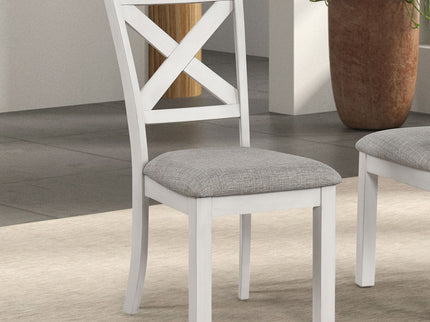 Dining Chairs With Cross Back, Cushion Seat (Set of 2) - White