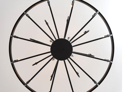 24 Light Chandelier Industrial Iron Candle Chandelier Modern Suspended Farmhouse Chandeliers Pendant Light Fixtures For Dining Room Bedroom Living Room Kitchen Island Foyer E12 Bulb (No Include) - Black
