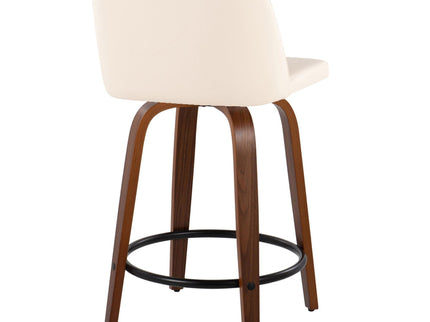 Toriano - Mid Century Modern, Fixed Height Counter Stool & Swivel And Round Footrest (Set of 2)