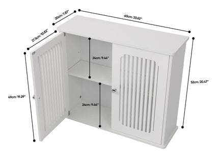 Louvered Double Door Wall Mounted Bathroom Cabinet - White