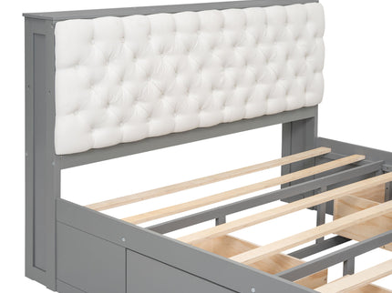 Platform Bed With Storage Headboard, Shoe Rack And 4 Drawers