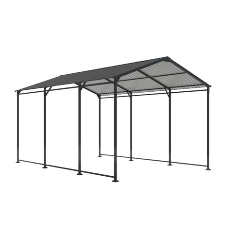 Metal Carport 10 5Ft Heavy Duty With Galvanized Steel Roof Metal Garage Canopy With Galvanized Steel Roof & Frame Car Tent Outdoor Storage Shed - Gray