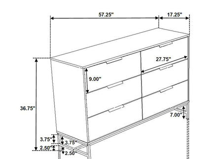 Taraval - 6 Drawer Bedroom Dresser - White