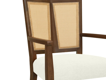 Mid Century Modern Arm Dining Chairs With Rattan Backrest
