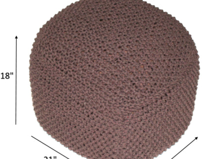 Semi Rounded Pouf, Cable Knitted, Perfect Seating