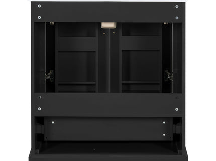 Bathroom Vanity With Sink, 1 Divided Drawer And 2 Soft Close Doors With Double Shelf