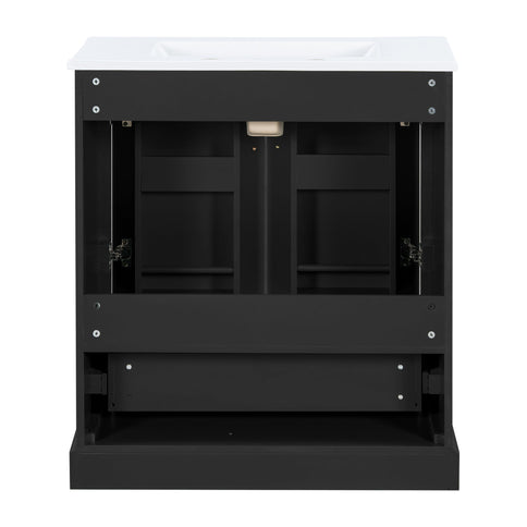 Bathroom Vanity With Sink, 1 Divided Drawer And 2 Soft Close Doors With Double Shelf