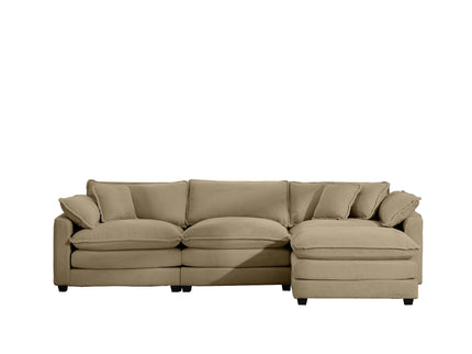 Oversized Modular Cushion Sofa With Ottoman, Low Back, Deep Seating Sofa Set