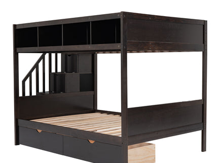 Bunk Bed With Shelfs, Storage Staircase And 2 Drawers