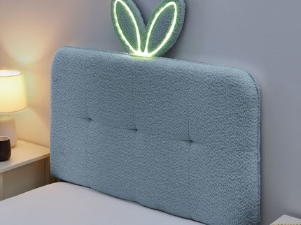Upholstered Bed With Oversized Rabbit Ear Headboard, LED Lights & 4 Storage Drawers
